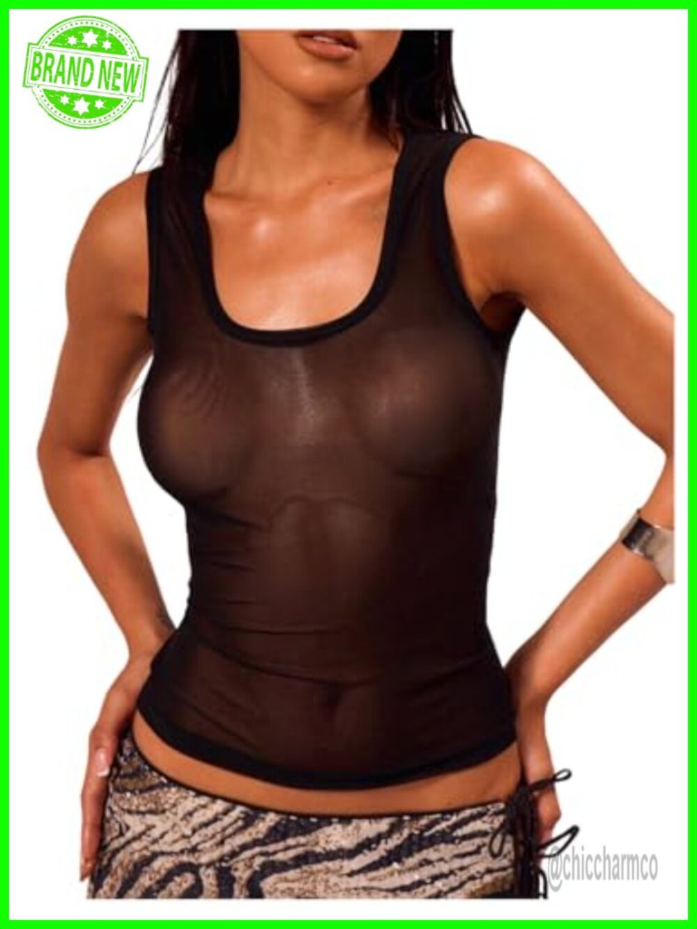 Sheer Sleeveless Square Neck Slim Fit Tank Top Summer Vacation Basic Shirt